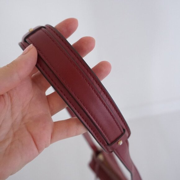Michael Kors Burgundy Red Crosby Pebbled Leather Zip Closure Shoulder Bag Purse - Picture 10 of 16
